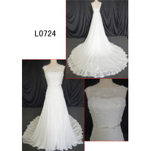 Simple Lace Mix Chiffon A-Line Wedding Dress Backless